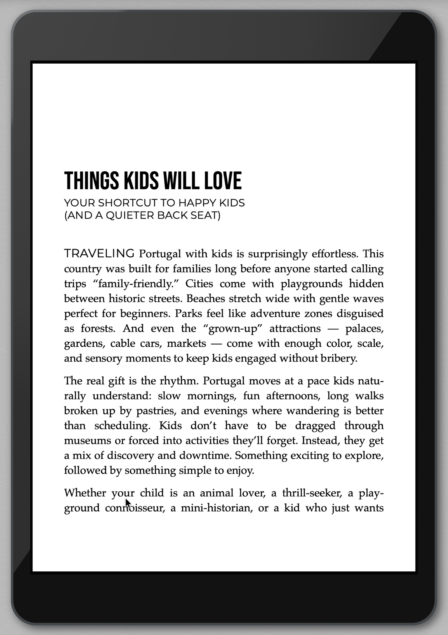 E-reader displaying a text document with black and white text on a white background.